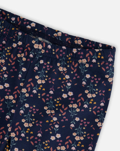 Jersey Leggings Navy Floral | Deux par Deux | Jenni Kidz