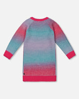 Knit Dress With Heart Gradient Candy Pink And Blue | Deux par Deux | Jenni Kidz