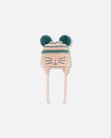 Knit Hat With Ears Light Pink Cat Face | Deux par Deux | Jenni Kidz