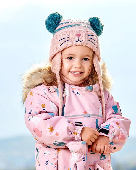 Knit Hat With Ears Light Pink Cat Face | Deux par Deux | Jenni Kidz