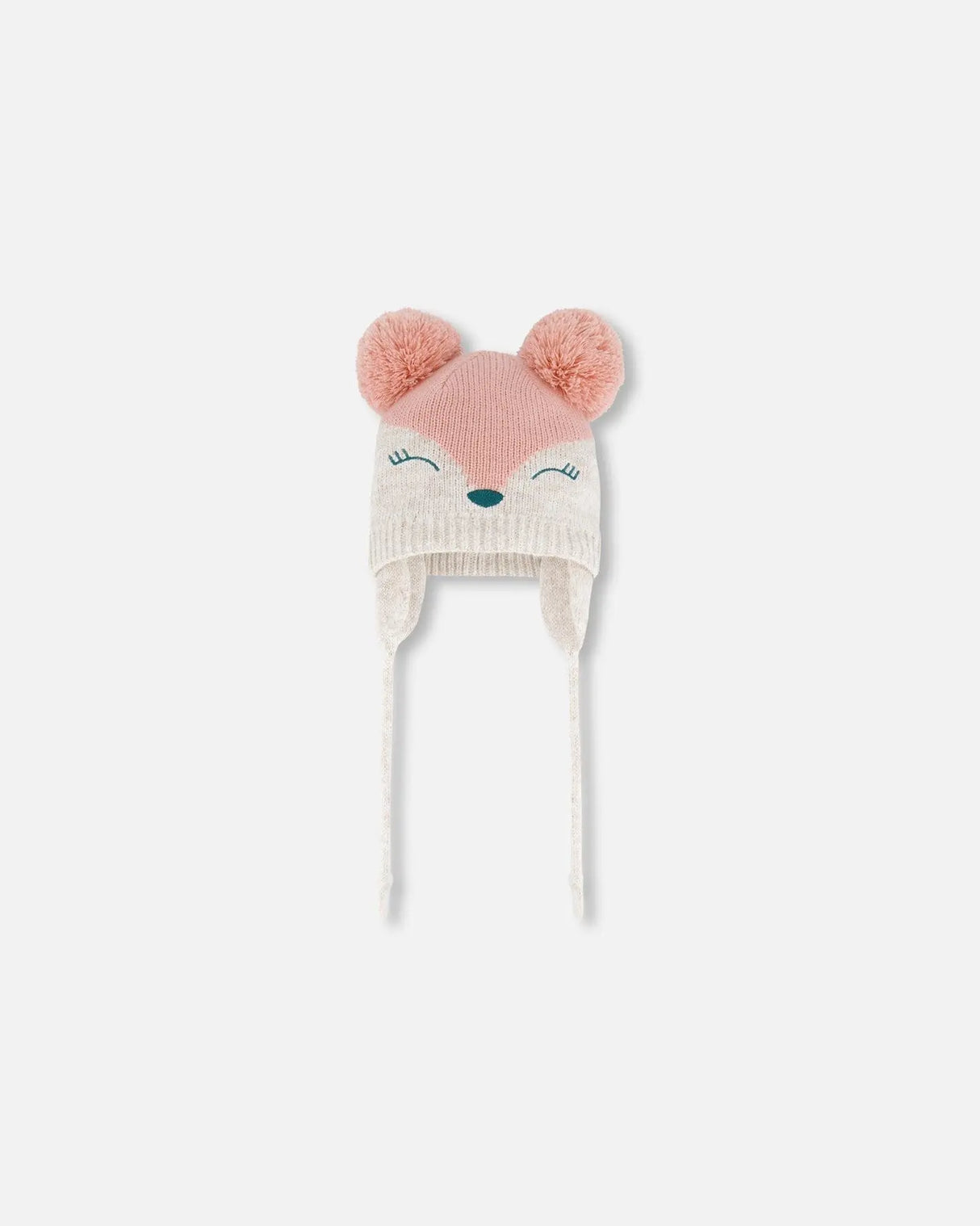 Knit Hat With Ears Light Pink Deer Face | Deux par Deux | Jenni Kidz