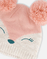 Knit Hat With Ears Light Pink Deer Face | Deux par Deux | Jenni Kidz