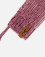Knit Mittens With Cord Mauve | Deux par Deux | Jenni Kidz
