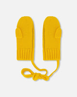Knit Mittens With Cord Yellow | Deux par Deux | Jenni Kidz