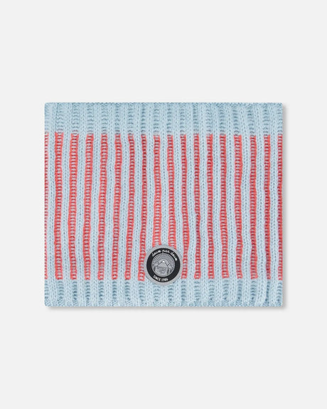 Knit Neckwarmer Air Blue And Coral | Deux par Deux | Jenni Kidz