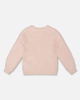 Knit Sweater Pinkish White With Sequin Heart | Deux par Deux | Jenni Kidz