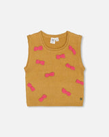 Knit Vest With Bows Golden Brown | Deux par Deux | Jenni Kidz