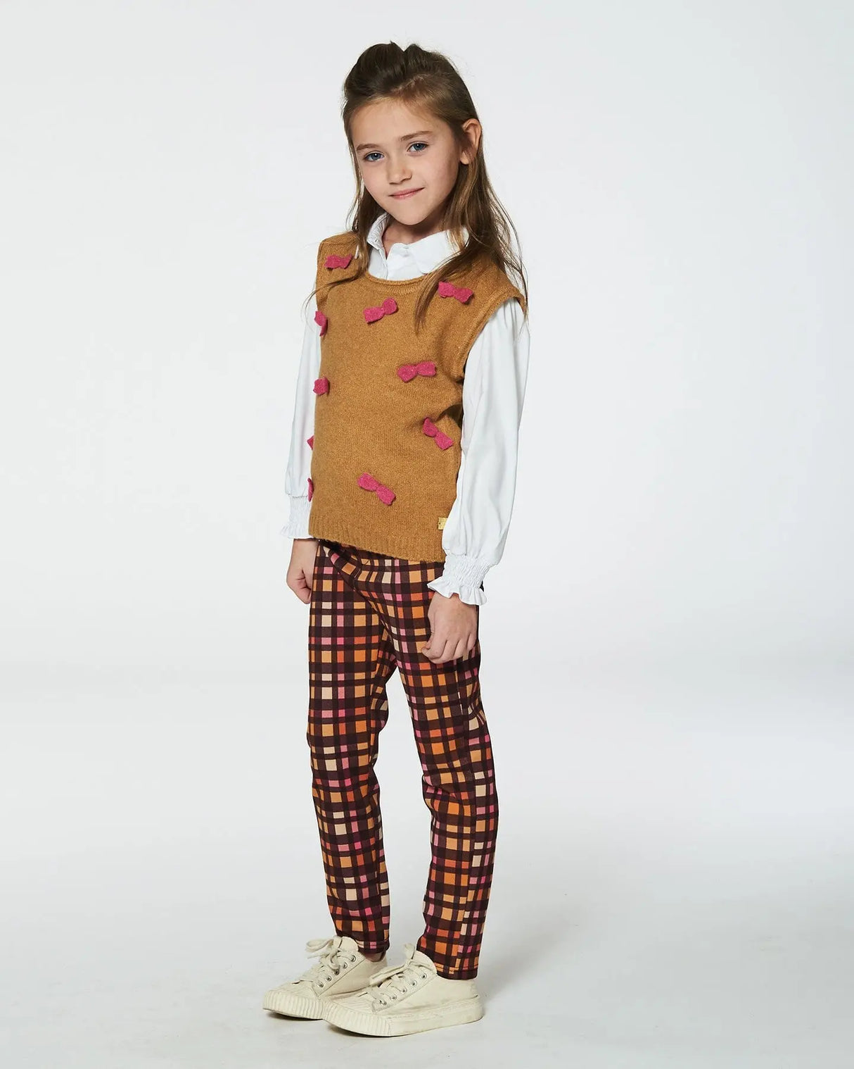 Knit Vest With Bows Golden Brown | Deux par Deux | Jenni Kidz