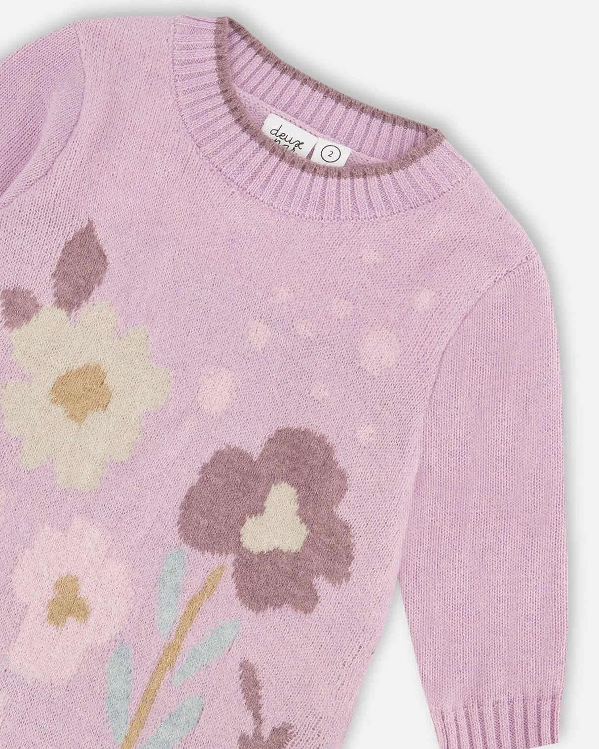 Knitted Dress With Flowers Lilac | Deux par Deux | Jenni Kidz