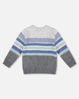 Knitted Jacquard Sweater Dark Gray | Deux par Deux | Jenni Kidz