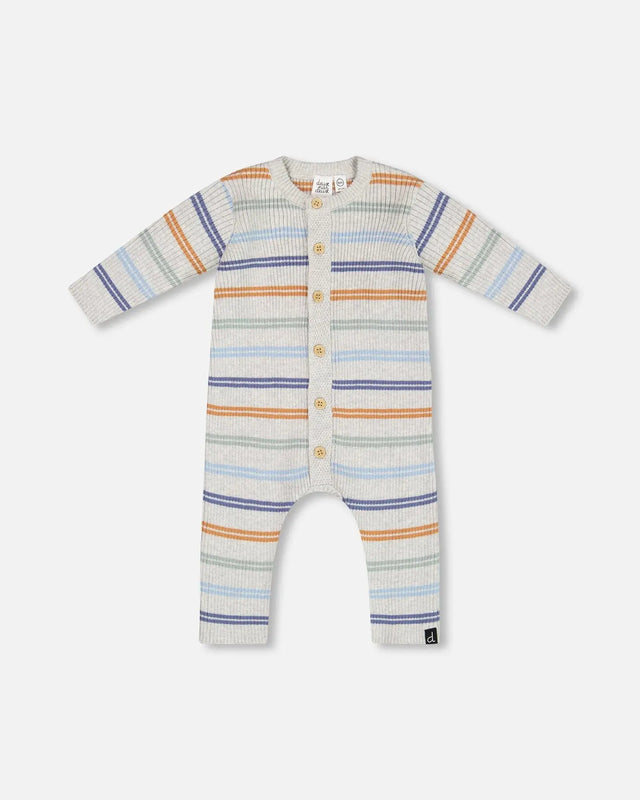 Knitted Jumpsuit Stripe Hazel And Blue | Deux par Deux | Jenni Kidz