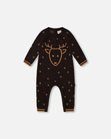 Knitted Jumpsuit With Intarsia Reindeer | Deux par Deux | Jenni Kidz