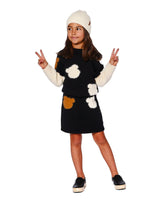 Knitted Skirt Black With Bear Intarsia | Deux par Deux | Jenni Kidz