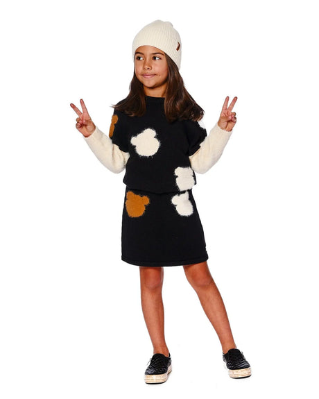 Knitted Skirt Black With Bear Intarsia | Deux par Deux | Jenni Kidz