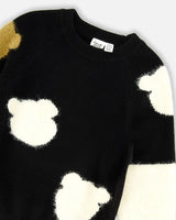 Knitted Sweater Black With Bear Intarsia | Deux par Deux | Jenni Kidz