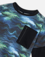 Layered Long Sleeve T-Shirt Blue Aurora Borealis | Deux par Deux | Jenni Kidz