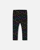 Leggings Allover Foil Black Printed Stars | Deux par Deux | Jenni Kidz