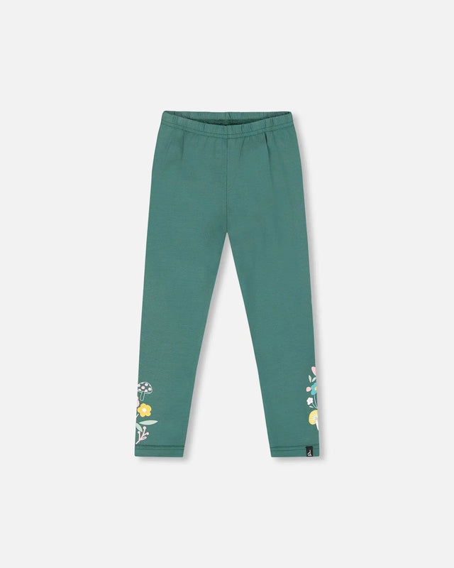 Leggings Dark Green With Flower Print | Deux par Deux | Jenni Kidz
