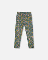Leggings Green With Flower Print | Deux par Deux | Jenni Kidz