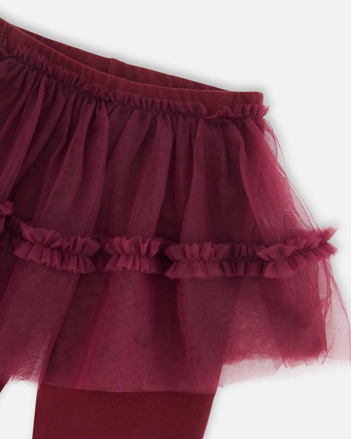 Leggings With Tulle Skirt Burgundy | Deux par Deux | Jenni Kidz