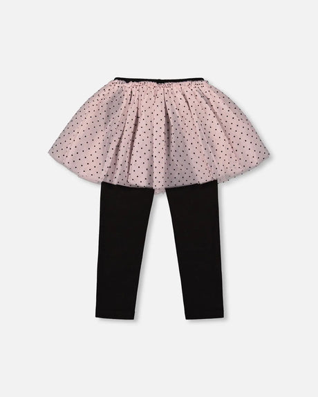 Leggings With Tulle Skirt Pink And Black | Deux par Deux | Jenni Kidz
