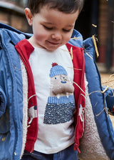 Lifestyle photo of child wearing Mayoral baby animals T-shirt