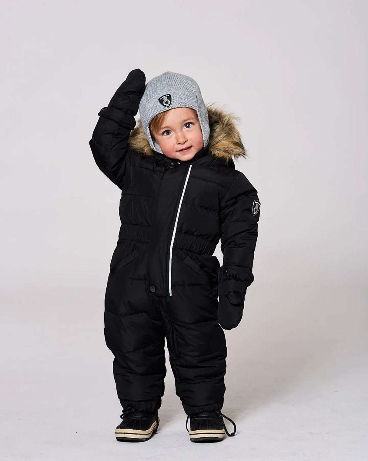 Lined Baby Knit Hat With Ears And Strings Heather Gray | Deux par Deux | Jenni Kidz