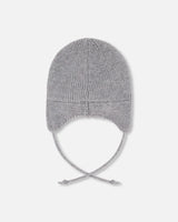 Lined Baby Knit Hat With Ears And Strings Heather Gray | Deux par Deux | Jenni Kidz