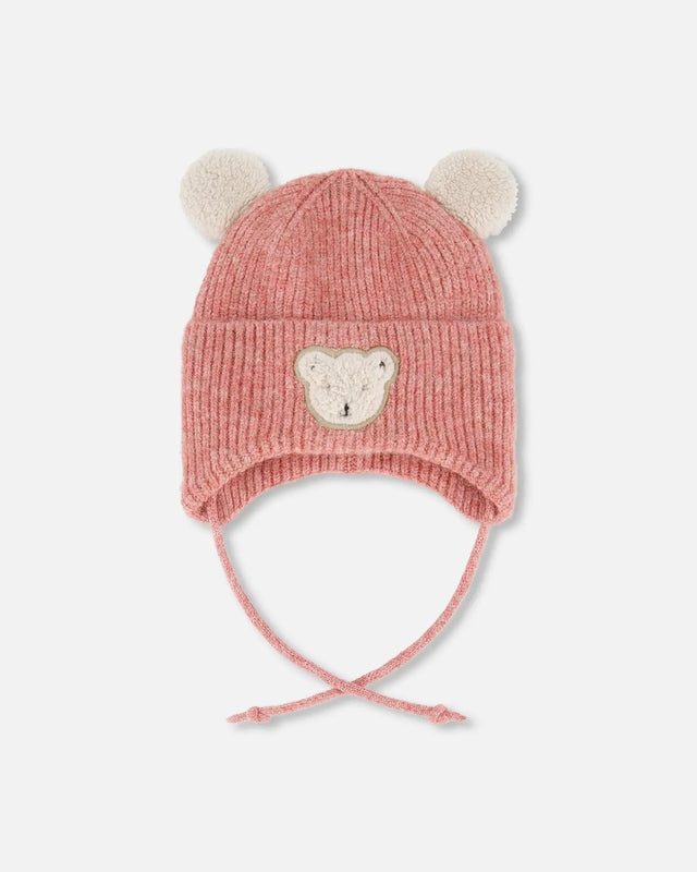 Lined Baby Winter Knit Hat With Ear Flaps Dusty Pink | Deux par Deux | Jenni Kidz