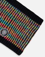 Lined Knit Neckwarmer Black And Multicolor | Deux par Deux | Jenni Kidz
