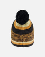 Lined Knit Pompom Hat Black And Ocher | Deux par Deux | Jenni Kidz