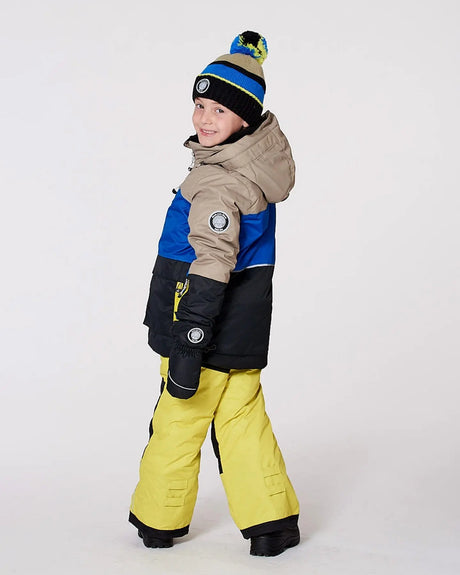 Lined Knit Pompom Hat Black, Taupe And Lime Green | Deux par Deux | Jenni Kidz