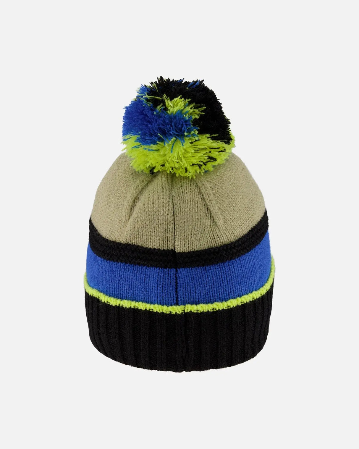 Lined Knit Pompom Hat Black, Taupe And Lime Green | Deux par Deux | Jenni Kidz
