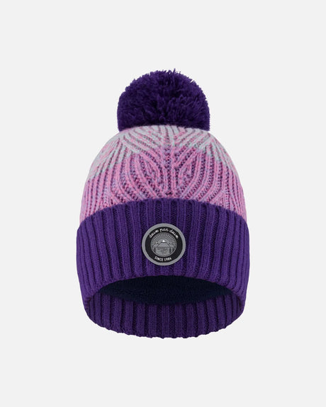 Lined Knit Pompom Hat Purple And Pink | Deux par Deux | Jenni Kidz