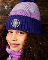 Lined Knit Pompom Hat Purple And Pink | Deux par Deux | Jenni Kidz