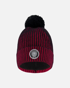 Lined Knit Pompom Hat Red And Black | Deux par Deux | Jenni Kidz