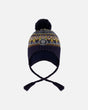 Lined Peruvian Knit Hat With Pompom Taupe And Navy | Deux par Deux | Jenni Kidz