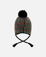 Lined Peruvian Knit Pompom Hat Black And Multicolor | Deux par Deux | Jenni Kidz