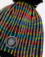 Lined Peruvian Knit Pompom Hat Black And Multicolor | Deux par Deux | Jenni Kidz