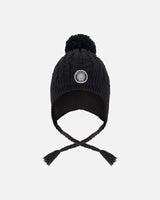 Lined Winter Hat With Pompom Black | Deux par Deux | Jenni Kidz