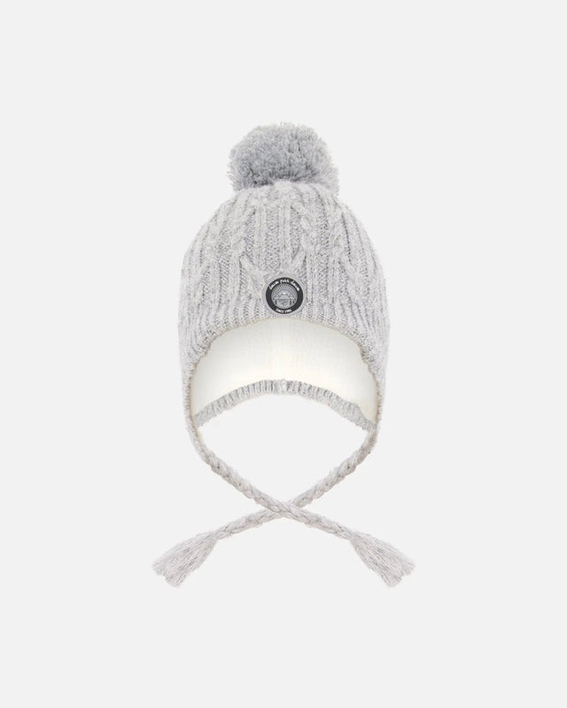 Lined Winter Hat With Pompom Heather Gray | Deux par Deux | Jenni Kidz