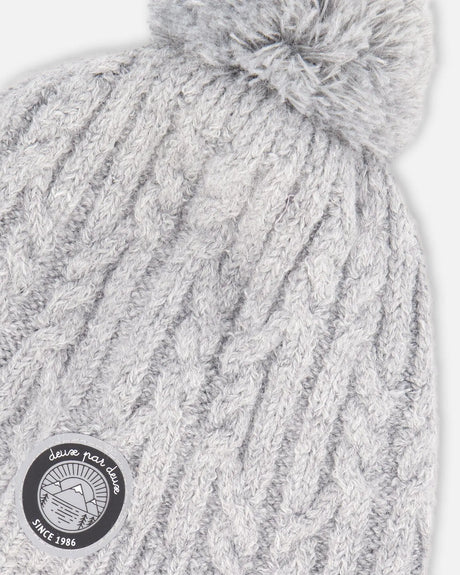 Lined Winter Hat With Pompom Heather Gray | Deux par Deux | Jenni Kidz