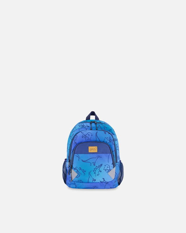 Little Kids Backpack Blue Gradient Dinosaur Print | Deux par Deux | Jenni Kidz