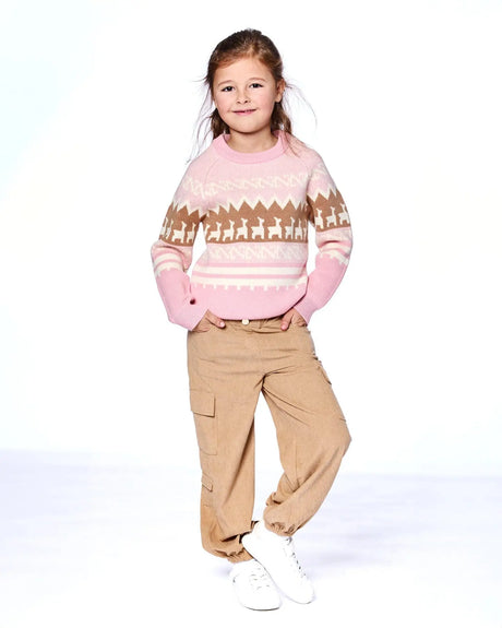 Llama Jacquard Sweater Dusty Pink | Deux par Deux | Jenni Kidz