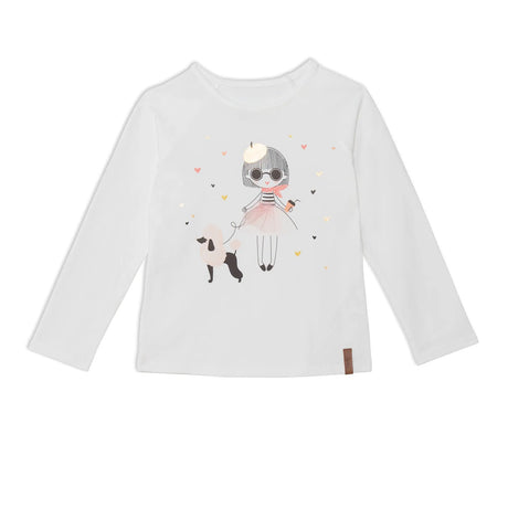 Long Raglan Sleeve Top Off White With Print | Deux par Deux | Jenni Kidz