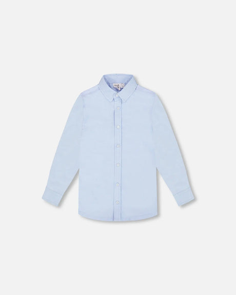 Long Sleeve Button Down Shirt Pale Blue | Deux par Deux | Jenni Kidz