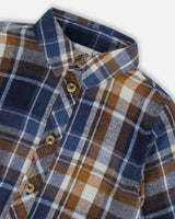 Long Sleeve Button Down Shirt Plaid Blue And Hazel | Deux par Deux | Jenni Kidz