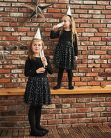 Long Sleeve Dress With Glittering Tulle Skirt Black | Deux par Deux | Jenni Kidz