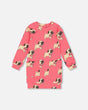 Long Sleeve Fleece Dress With Pocket Magenta Printed Pug | Deux par Deux | Jenni Kidz