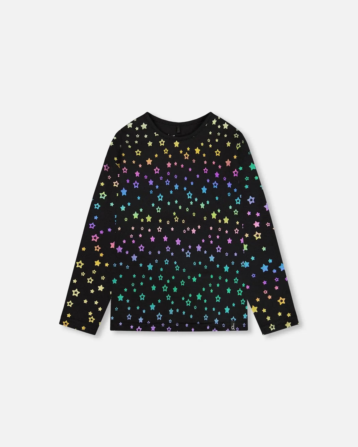 Long Sleeve T-Shirt Foil Black Printed Stars | Deux par Deux | Jenni Kidz